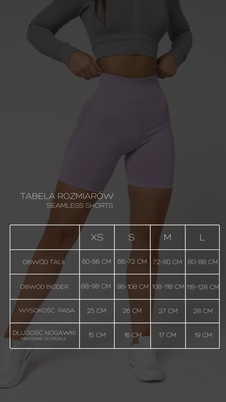 tabela rozmiarów - seamless shorts