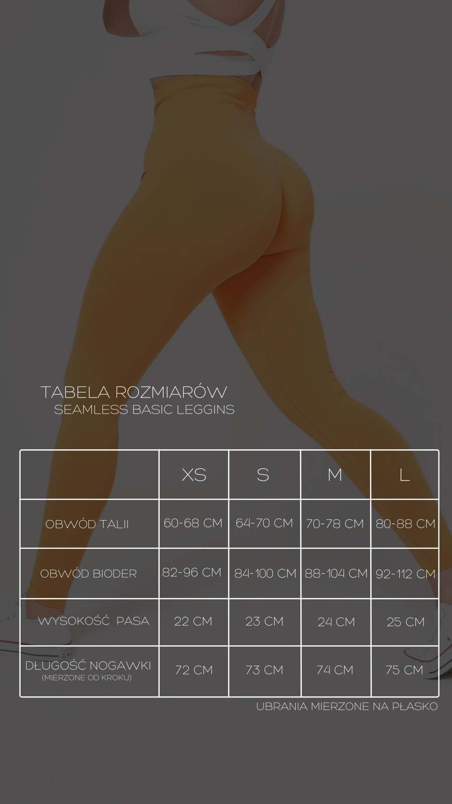 tabela rozmiarów - seamless basic leggins
